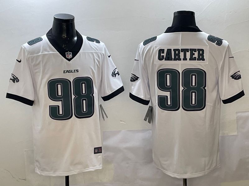 Men Philadelphia Eagles #98 Carter White Second generation Nike 2025 Limited NFL Jersey style 1